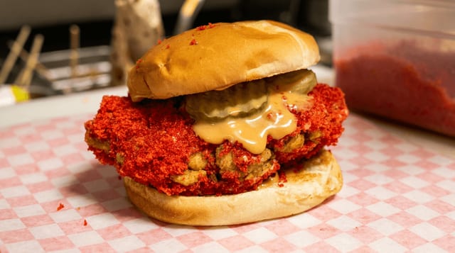Hot Cheetos Fried Chicken Sandwich.