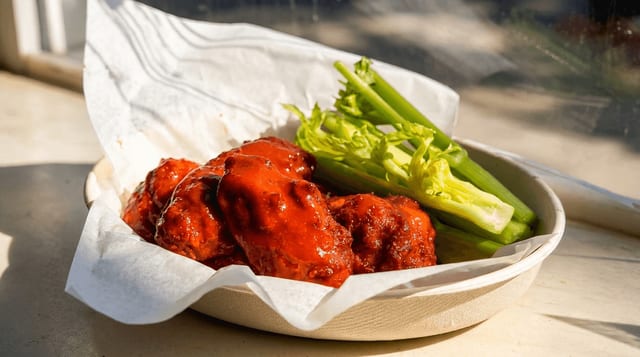 Spicy Buffalo Fried Chicken Wings.