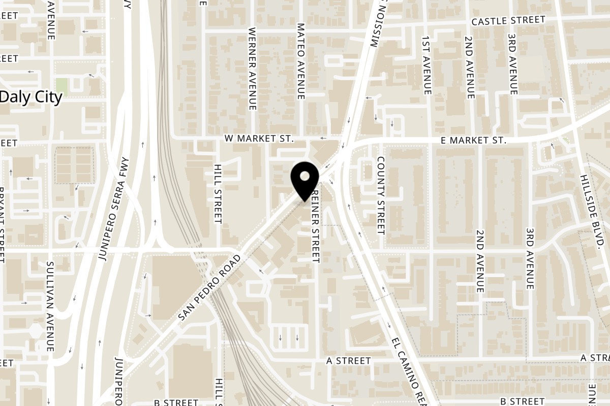 Map showing the location of The Mochi Donut Shop Daly City on 7 San Pedro Rd in Daly City